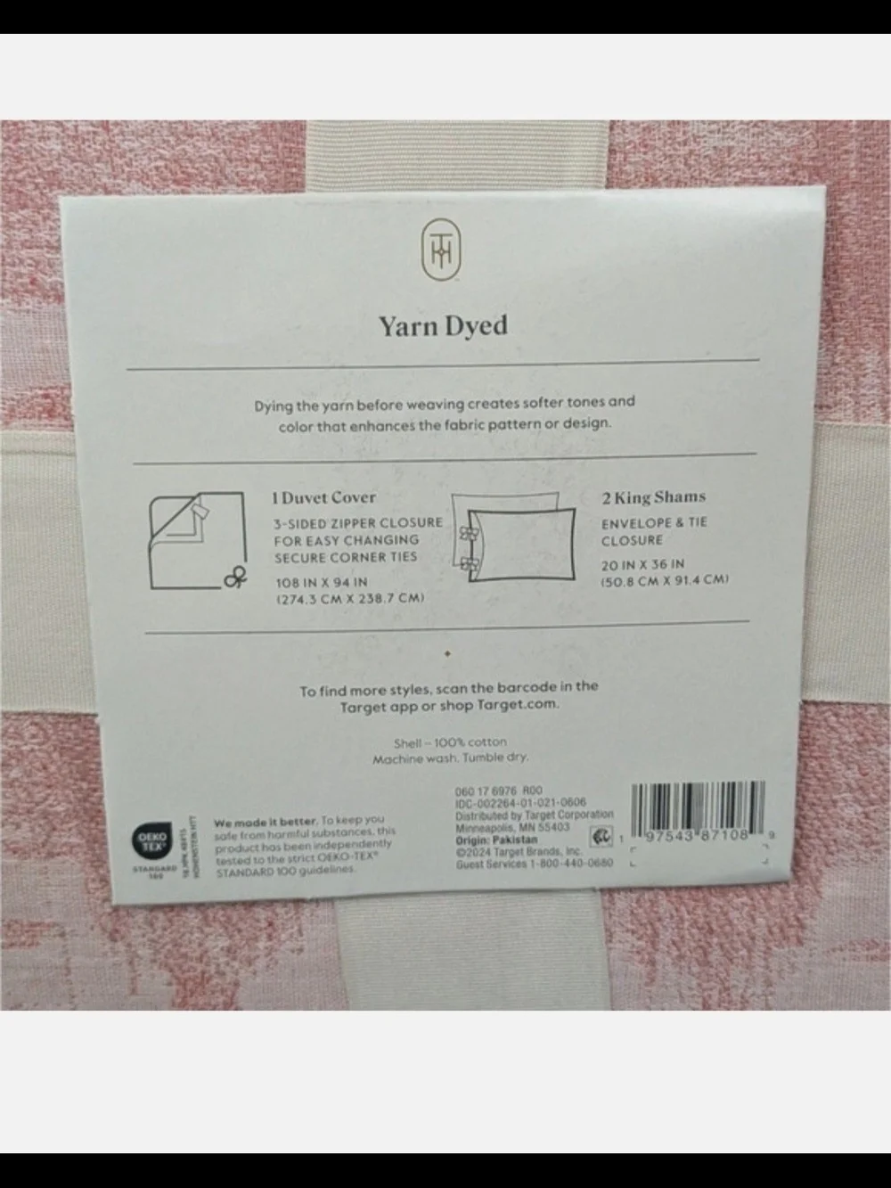 Threshold Yarn Dyed Cotton Duvet Cover Set - Pink